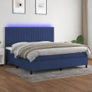 Boxspringbett mit Matratze & LED Blau 200x200 cm Stoff