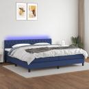 Boxspringbett mit Matratze & LED Blau 200x200 cm Stoff