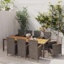 9-tlg. Garten-Essgruppe mit Kissen Poly Rattan Grau