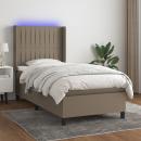 Boxspringbett mit Matratze & LED Taupe 80x200 cm Stoff