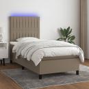 Boxspringbett mit Matratze & LED Taupe 80x200 cm Stoff