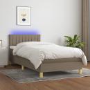 Boxspringbett mit Matratze & LED Taupe 90x190 cm Stoff