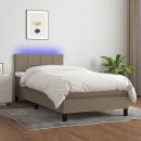 Boxspringbett mit Matratze & LED Taupe 90x190 cm Stoff