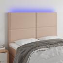 LED Kopfteil Cappuccino-Braun 144x5x118/128cm Kunstleder