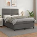 Boxspringbett mit Matratze Grau 140x190 cm Kunstleder