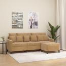 3-Sitzer-Sofa mit Hocker Braun 180 cm Samt