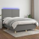 Boxspringbett mit Matratze & LED Dunkelgrau 140x190 cm Stoff