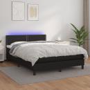 Boxspringbett mit Matratze & LED Schwarz 140x190 cm Kunstleder