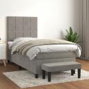 Boxspringbett mit Matratze Hellgrau 100x200 cm Samt