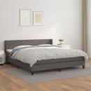 Boxspringbett mit Matratze Grau 180x200 cm Kunstleder