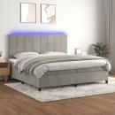 Boxspringbett mit Matratze & LED Hellgrau 200x200 cm Samt