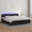 Boxspringbett mit Matratze & LED Schwarz 200x200 cm Kunstleder