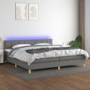 Boxspringbett mit Matratze & LED Dunkelgrau 200x200 cm Stoff