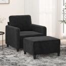 Sessel mit Hocker Schwarz 60 cm Samt