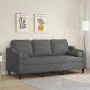 3-Sitzer-Sofa mit Zierkissen Dunkelgrau 180 cm Stoff