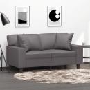 2-Sitzer-Sofa mit Zierkissen Grau 120 cm Kunstleder