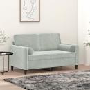 2-Sitzer-Sofa mit Zierkissen Hellgrau 120 cm Samt