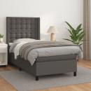 Boxspringbett mit Matratze Grau 90x190 cm Kunstleder