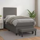 Boxspringbett mit Matratze Grau 90x190 cm Kunstleder