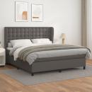 Boxspringbett mit Matratze Grau 180x200 cm Kunstleder