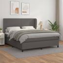 Boxspringbett mit Matratze Grau 180x200 cm Kunstleder