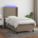 Boxspringbett mit Matratze & LED Taupe 90x190 cm Stoff