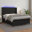 Boxspringbett mit Matratze & LED Schwarz 140x190 cm Kunstleder