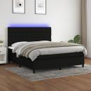 Boxspringbett mit Matratze & LED Schwarz 180x200 cm Stoff