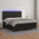 Boxspringbett mit Matratze & LED Schwarz 160x200 cm Kunstleder