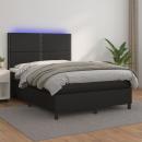 Boxspringbett mit Matratze & LED Schwarz 140x190 cm Kunstleder