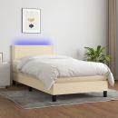 Boxspringbett mit Matratze & LED Creme 90x190 cm Stoff