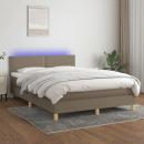 Boxspringbett mit Matratze & LED Taupe 140x190 cm Stoff