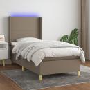 Boxspringbett mit Matratze & LED Taupe 90x190 cm Stoff