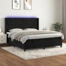 Boxspringbett mit Matratze & LED Schwarz 160x200 cm Samt