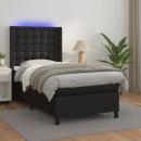 Boxspringbett mit Matratze & LED Schwarz 90x190 cm Kunstleder