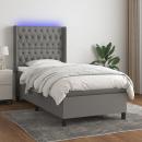 Boxspringbett mit Matratze & LED Dunkelgrau 90x190 cm Stoff