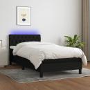 Boxspringbett mit Matratze & LED Schwarz 90x190 cm Stoff