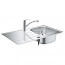 ARDEBO.de GROHE Eurosmart Set aus Spüle und Küchenarmatur, flacher Auslauf, Einlochmontage, edelstahl (31565SD1)