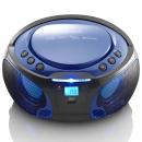ARDEBO.de - SCD-550BU Tragbares UKW-Radio CD/MP3/USB/Bluetooth-Player® mit LED-Beleuchtung Blau