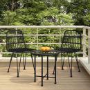 3-tlg. Garten-Essgruppe Schwarz Poly Rattan