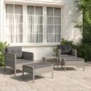 5-tlg. Garten-Lounge-Set mit Kissen Grau Poly Rattan