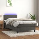 Boxspringbett mit Matratze & LED Dunkelgrau 90x190 cm Samt