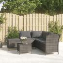 4-tlg. Garten-Lounge-Set mit Kissen Grau Poly Rattan