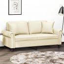 ARDEBO.de - 2-Sitzer-Sofa mit Zierkissen Creme 140 cm Kunstleder