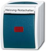 ARDEBO.de Busch-Jaeger 2601/2 SKWNH-53 Wippkontrollschalter/Heizung-Notschalter Aus, 2-polig, Grau/Blaugrün, Ocean IP44 (2CKA001085A1610)