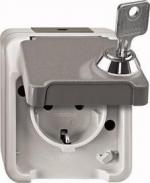 ARDEBO.de Merten SCHUKO-Steckdose, Aquastar, 16 A, AC 250 V, abschließbar mit gleichen Schließungen/Schloss-Nr. 200, Schraubklemmen, lichtgrau (MEG2423-8029)