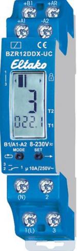 Eltako BZR12DDX-UC, Digital einstellbarer Betriebsstunden-Impulszähler mit Alarmrelais und Reset (22001430)