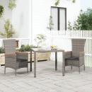 Gartenstühle mit Kissen 2 Stk. Poly Rattan Grau