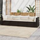 4-tlg. Garten-Lounge-Set mit Kissen Braun Poly Rattan