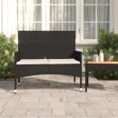 Gartenbank 2-Sitzer mit Kissen Schwarz Poly Rattan